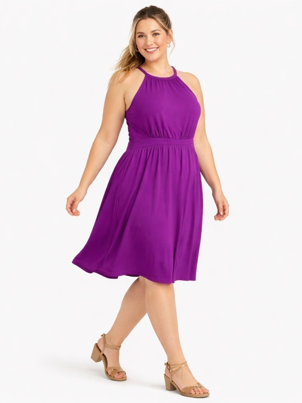 Torrid 3X Magenta Purple Jersey Knit High Neck Midi Skater Dress NWT - Picture 4 of 13
